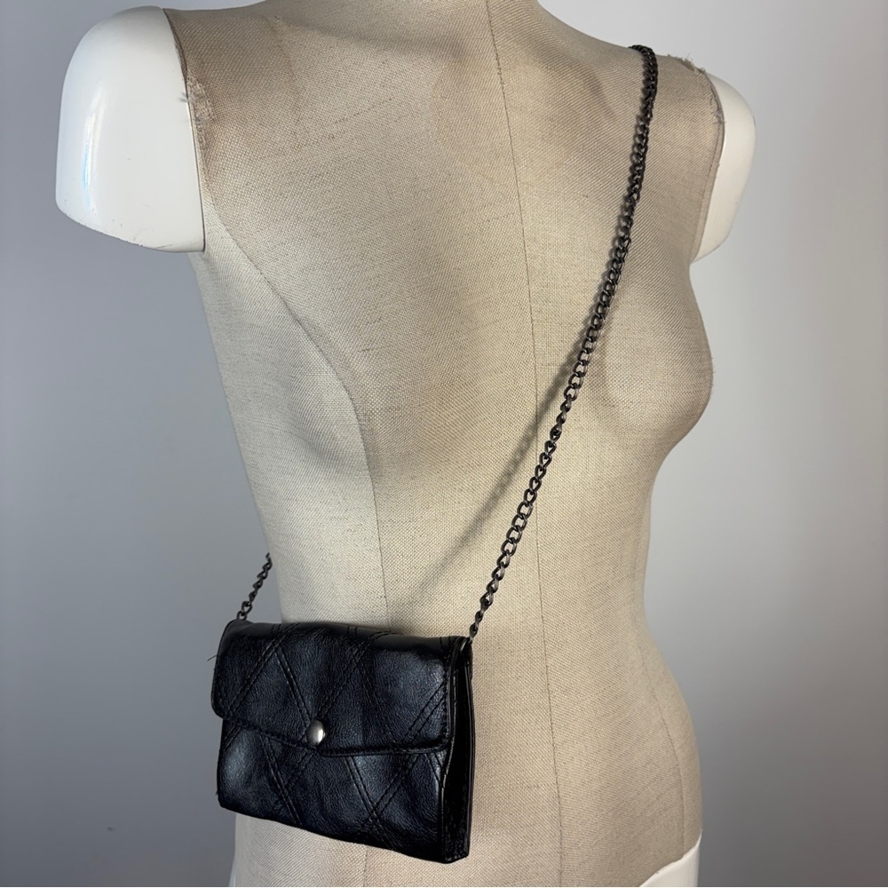 ❤️ Zara Quilted Black Mini Crossbody Bag with Chain OS - Picture 3 of 7